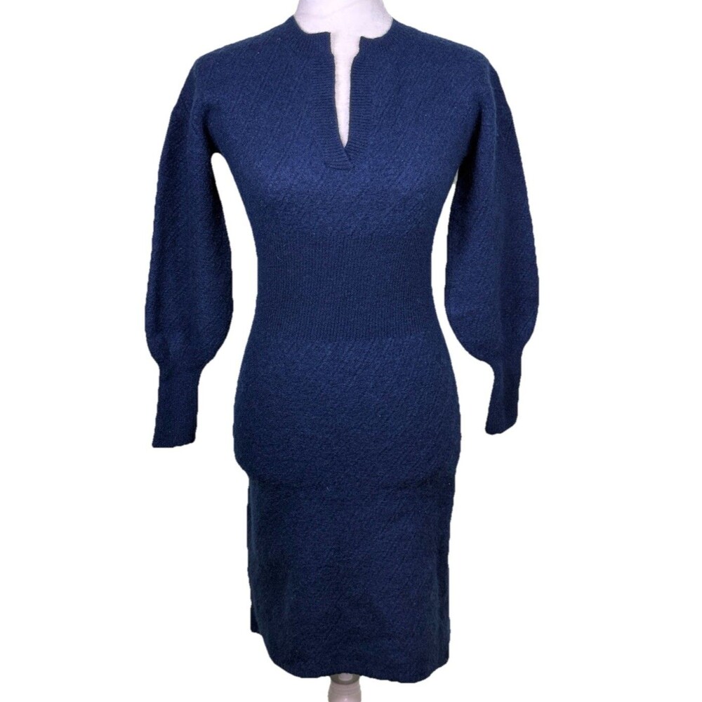 Brooks Brothers 100% Merino Wool Sweater Dress Size S Ribbed Waist Quiet Luxury